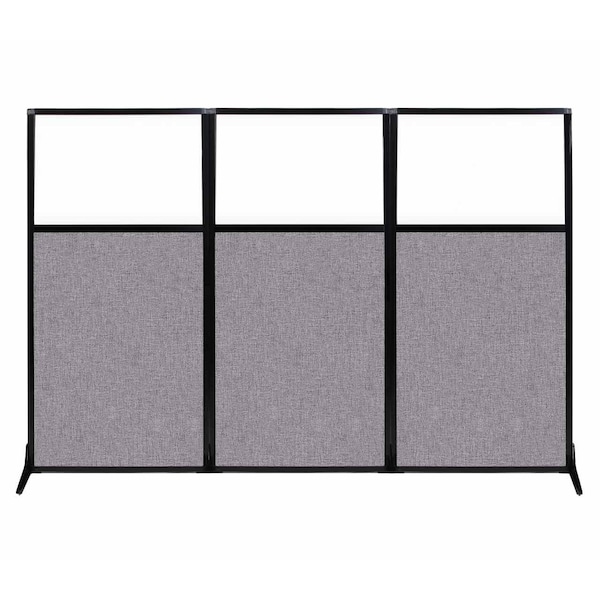 Work Station Screen 99" x 70" Cloud Gray Fabric With Clear Window